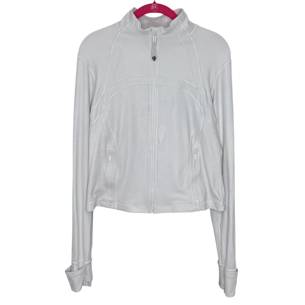 Lululemon 12 Bone Radiate Transparent‎ Foil Shine Ribbed Nulu Crop Define Jacket